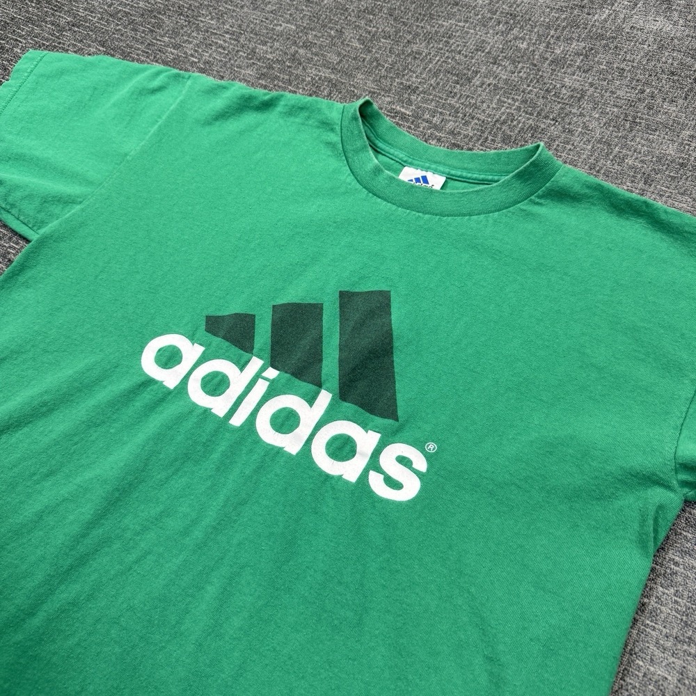 Vintage Adidas‎ Trefoil Shirt Size Medium Green Made In The USA Graphic Logo